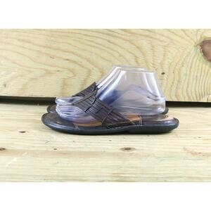 Born Sandals Womens Sz 9 Brown Leather Thong Basket Weave Shoes